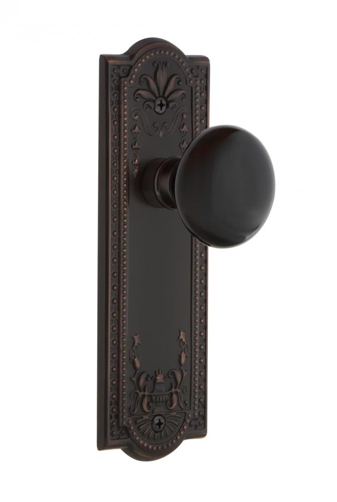 Nostalgic Warehouse Meadows Plate Passage Black Porcelain Door Knob in Timeless Bronze