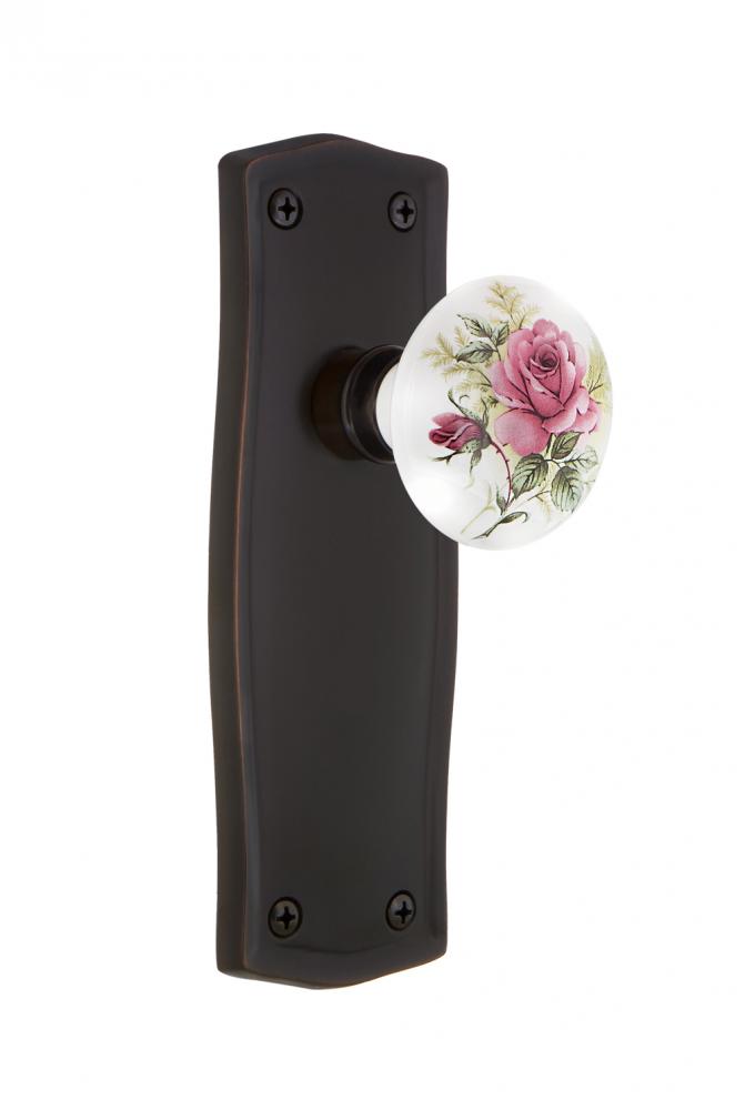 Nostalgic Warehouse Prairie Plate Passage White Rose Porcelain Door Knob in Timeless Bronze