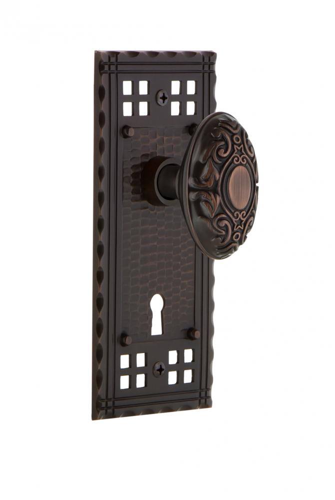 Nostalgic Warehouse Craftsman Plate with Keyhole Passage Victorian Door Knob in Timeless Bronze