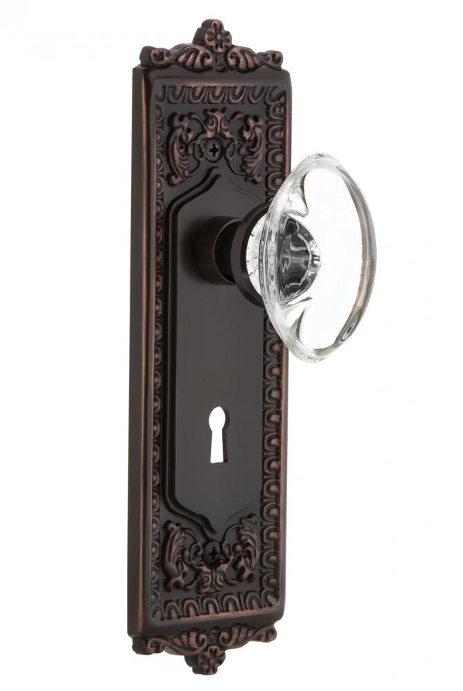 Nostalgic Warehouse Egg & Dart Plate with Keyhole Passage Oval Clear Crystal Glass Door Knob i