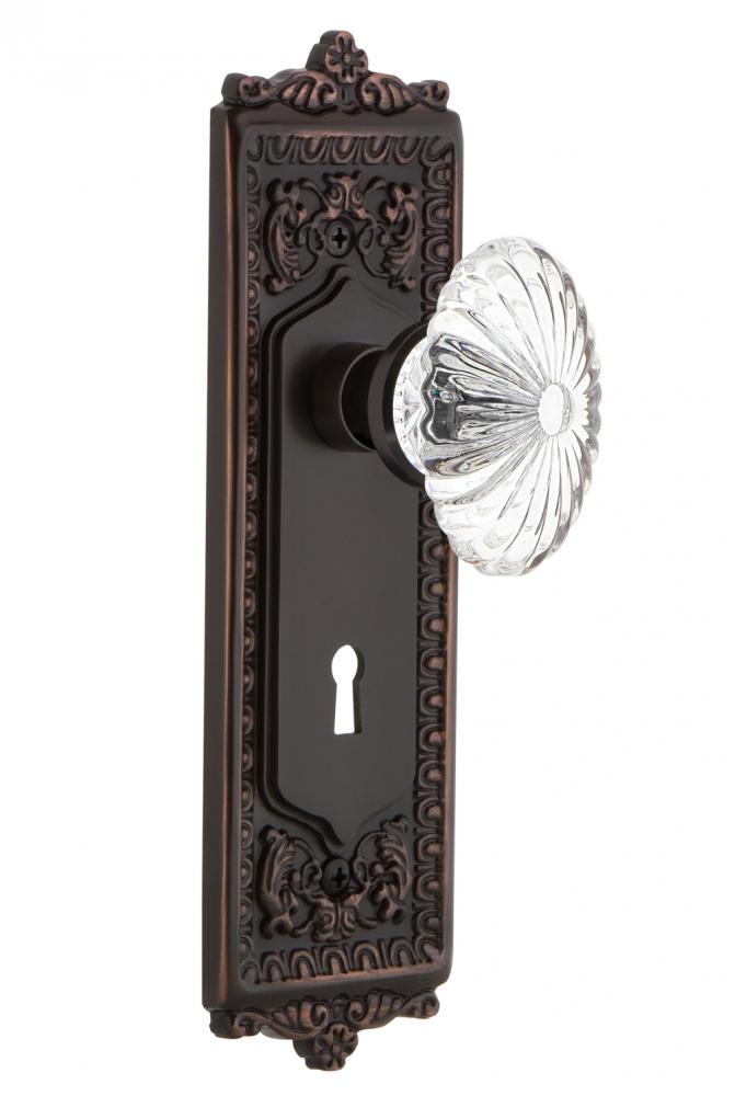 Nostalgic Warehouse Egg & Dart Plate with Keyhole Passage Oval Fluted Crystal Glass Door Knob