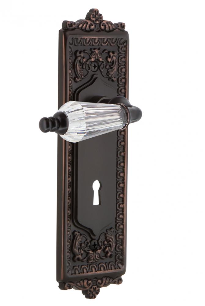 Nostalgic Warehouse Egg & Dart Plate with Keyhole Passage Parlor Lever in Timeless Bronze