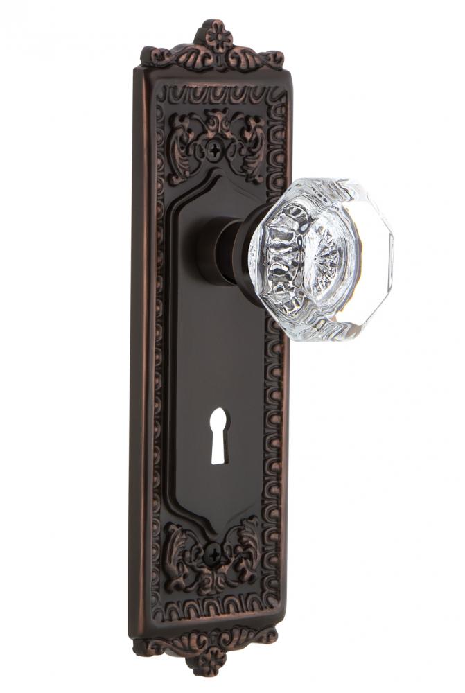 Nostalgic Warehouse Egg & Dart Plate with Keyhole Passage Waldorf Door Knob in Timeless Bronze