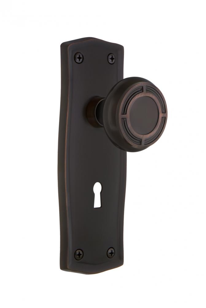 Nostalgic Warehouse Prairie Plate with Keyhole Passage Mission Door Knob in Timeless Bronze