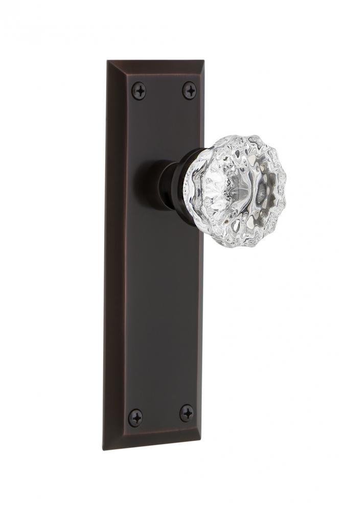 Nostalgic Warehouse New York Plate Single Dummy Crystal Glass Door Knob in Timeless Bronze