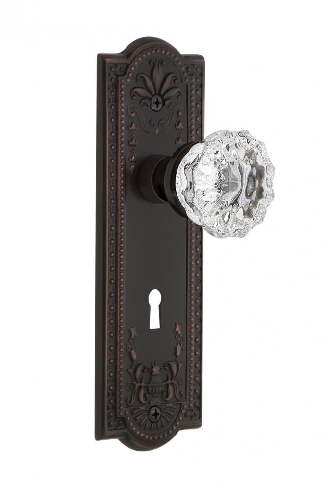 Nostalgic Warehouse Meadows Plate with Keyhole Single Dummy Crystal Glass Door Knob in Timeless Br