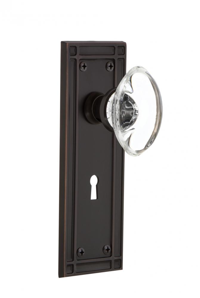 Nostalgic Warehouse Mission Plate with Keyhole Single Dummy Oval Clear Crystal Glass Door Knob in