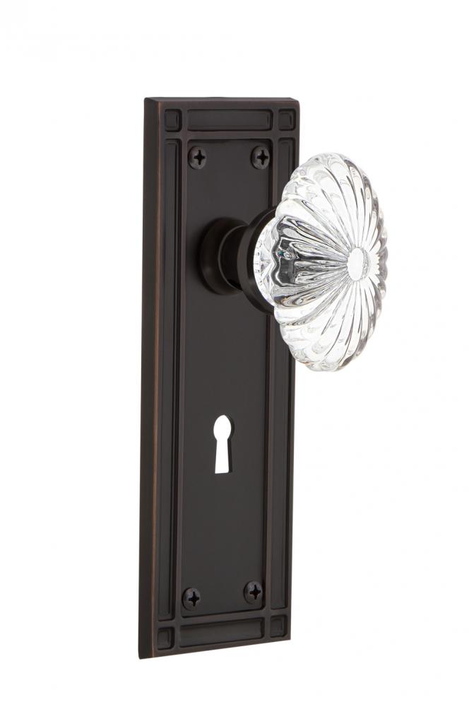Nostalgic Warehouse Mission Plate with Keyhole Single Dummy Oval Fluted Crystal Glass Door Knob in