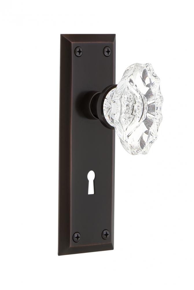 Nostalgic Warehouse New York Plate with Keyhole Single Dummy Chateau Door Knob in Timeless Bronze