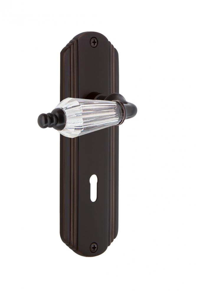 Nostalgic Warehouse Deco Plate with Keyhole Double Dummy Parlor Lever in Timeless Bronze