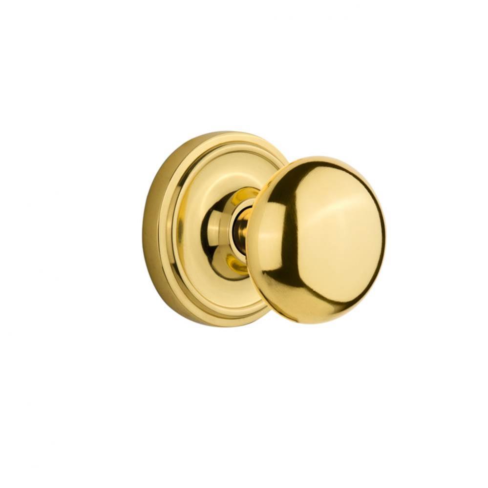 Nostalgic Warehouse Classic Rosette Passage New York Door Knob in Polished Brass