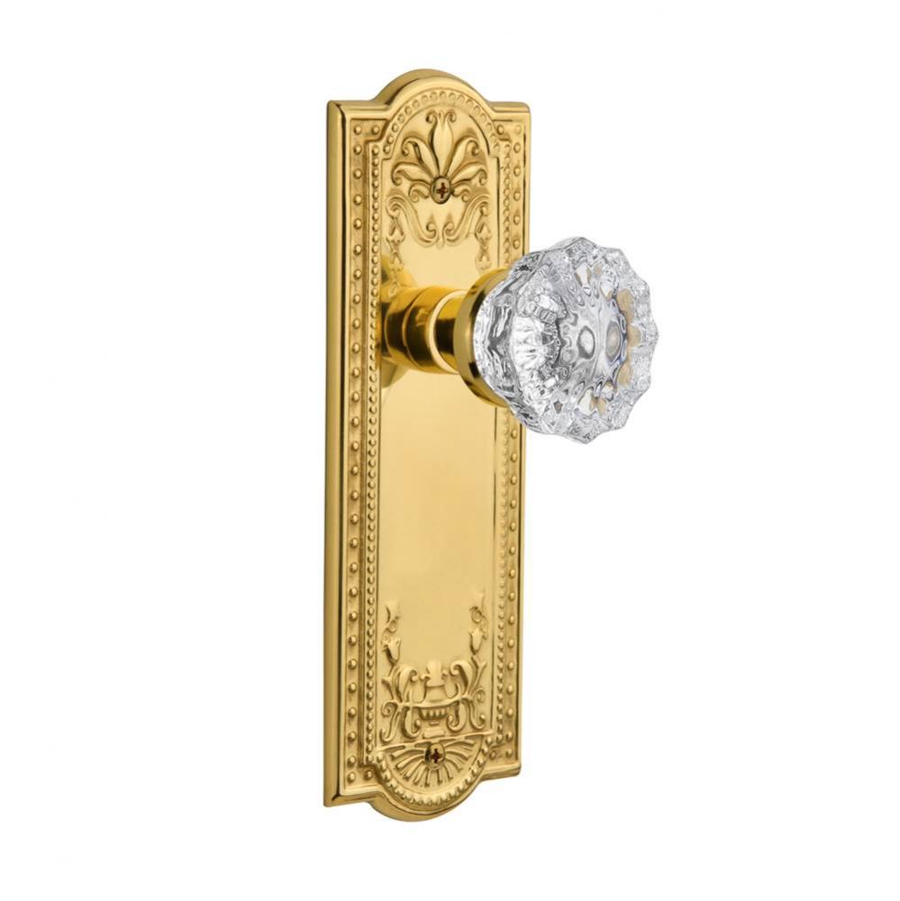 Nostalgic Warehouse Meadows Plate Privacy Crystal Glass Door Knob in Polished Brass