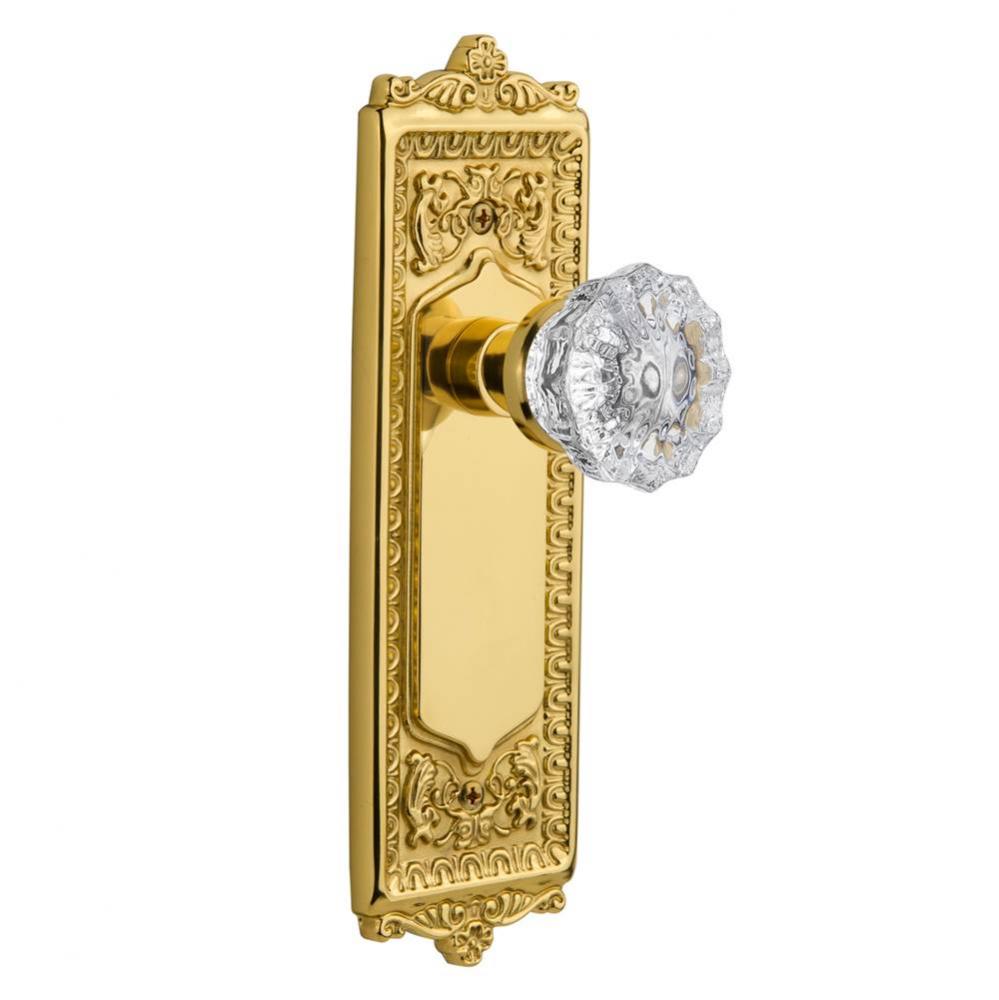 Nostalgic Warehouse Egg & Dart Plate Privacy Crystal Glass Door Knob in Polished Brass