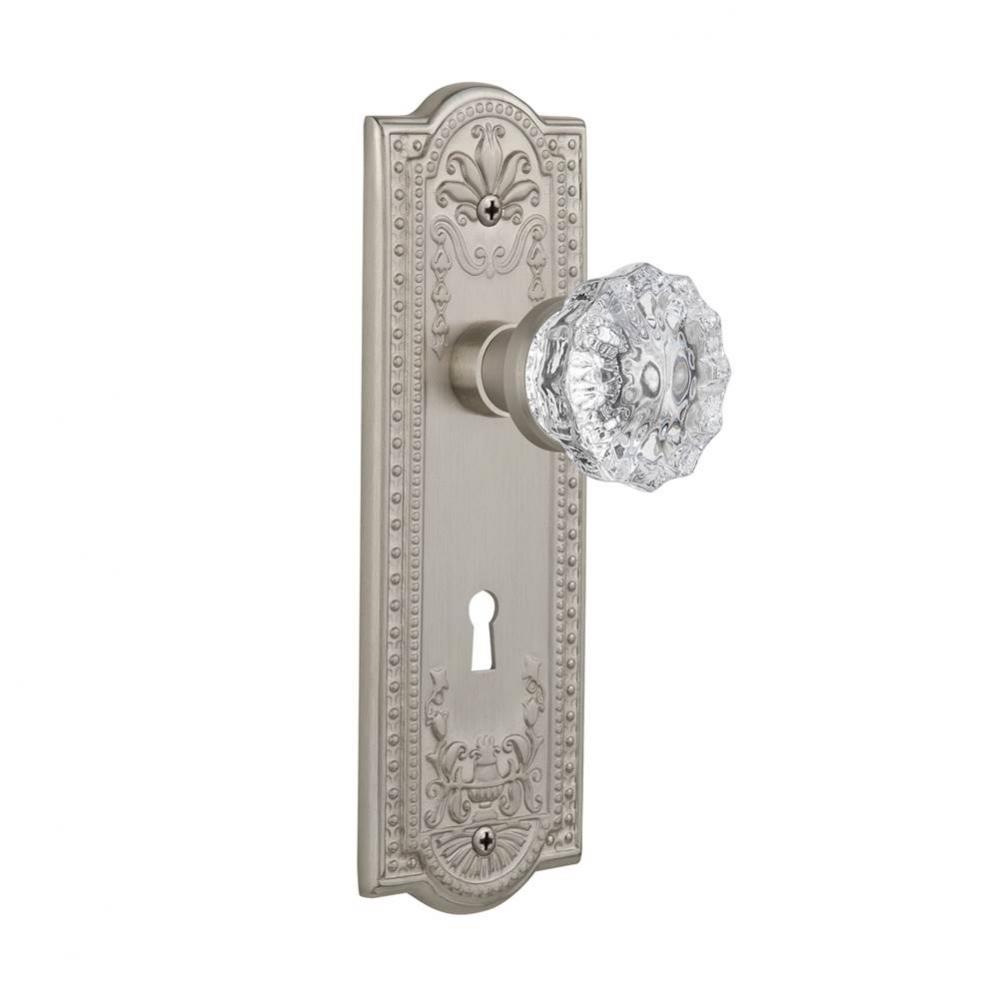 Nostalgic Warehouse Meadows Plate with Keyhole Passage Crystal Glass Door Knob in Satin Nickel