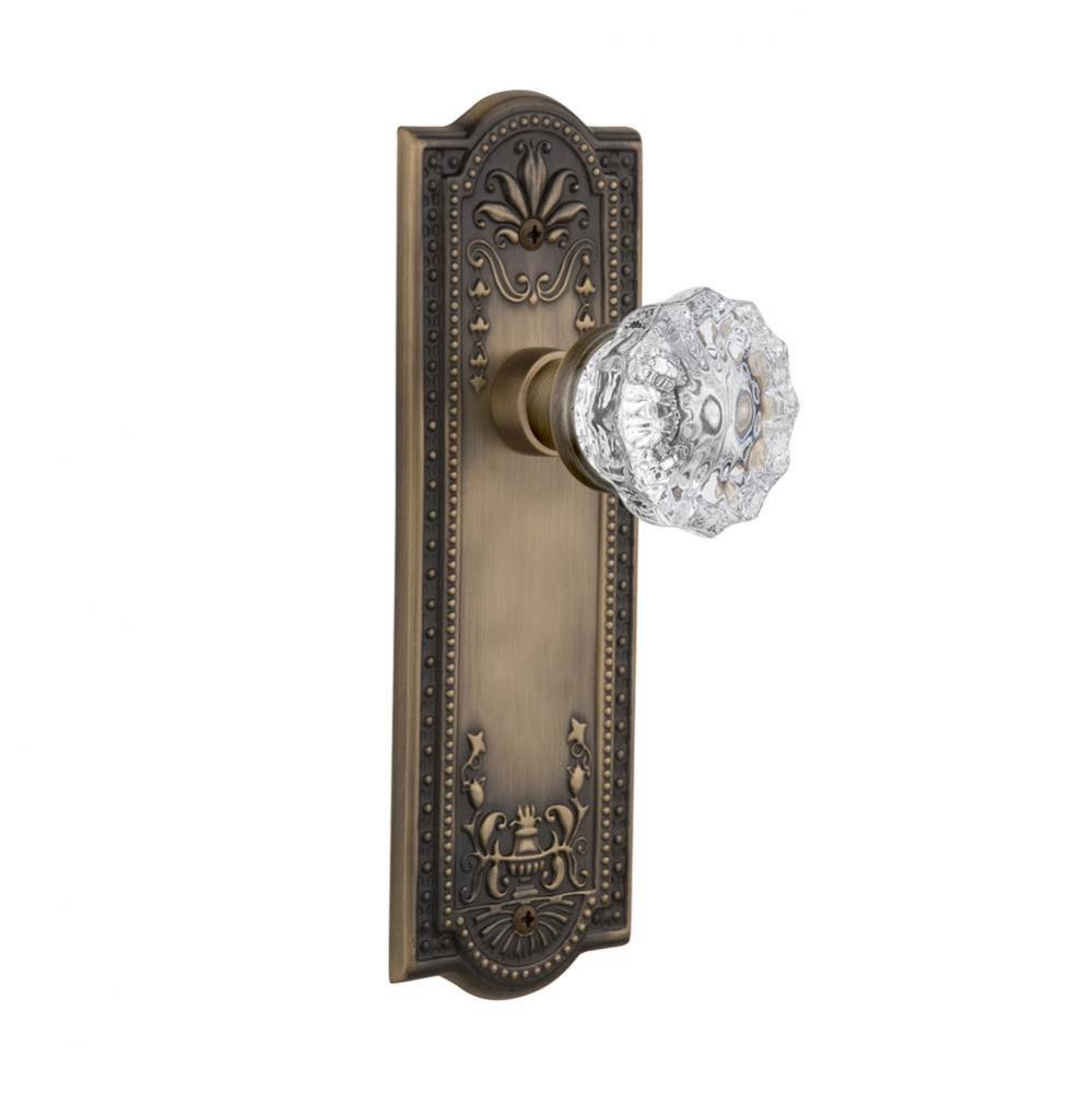 Nostalgic Warehouse Meadows Plate Double Dummy Crystal Glass Door Knob in Antique Brass