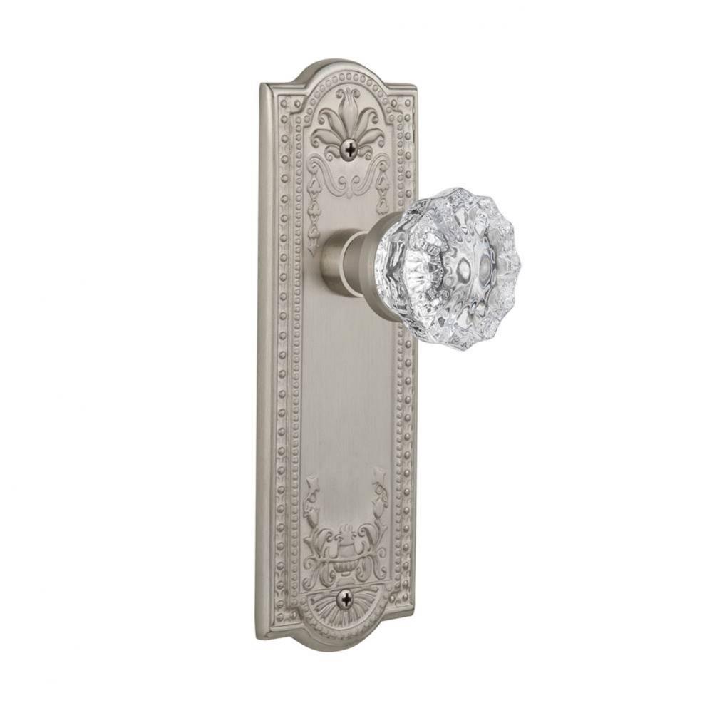 Nostalgic Warehouse Meadows Plate Passage Crystal Glass Door Knob in Satin Nickel