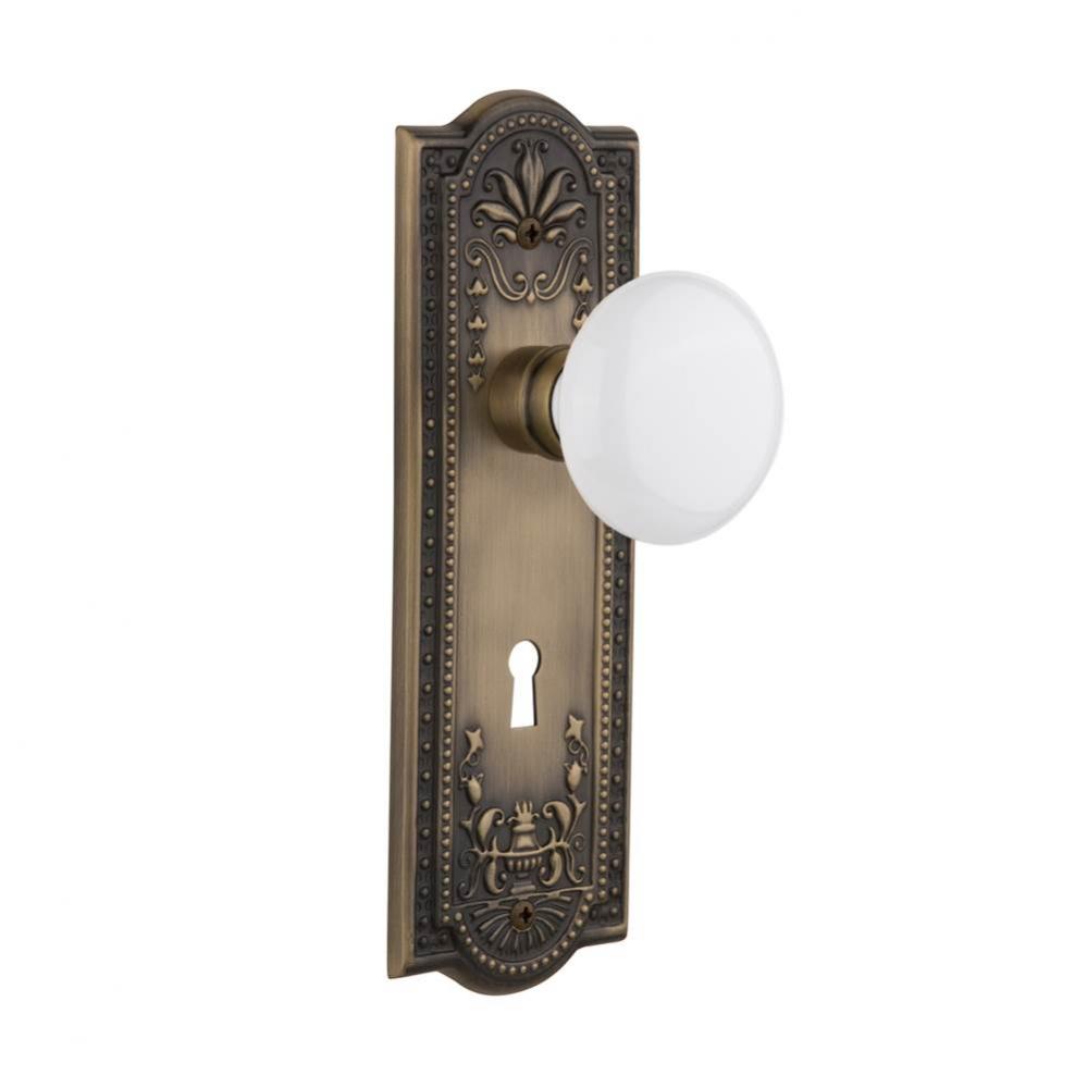Nostalgic Warehouse Meadows Plate with Keyhole Single Dummy White Porcelain Door Knob in Antique B