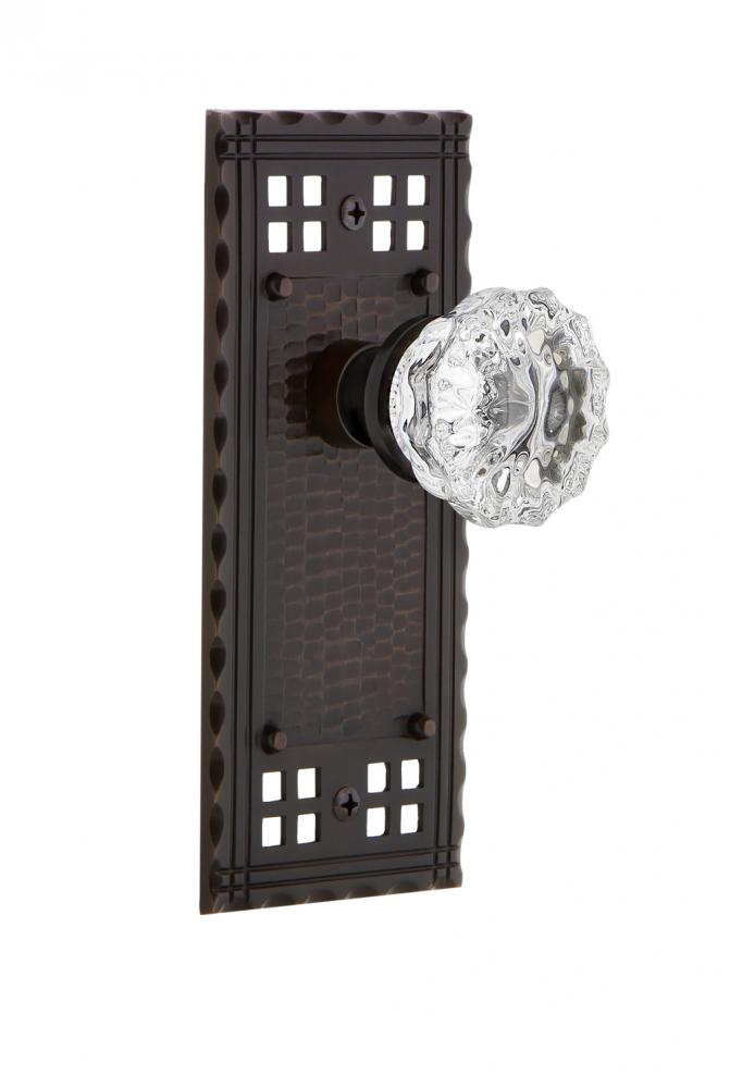 Nostalgic Warehouse Craftsman Plate Privacy Crystal Glass Door Knob in Timeless Bronze