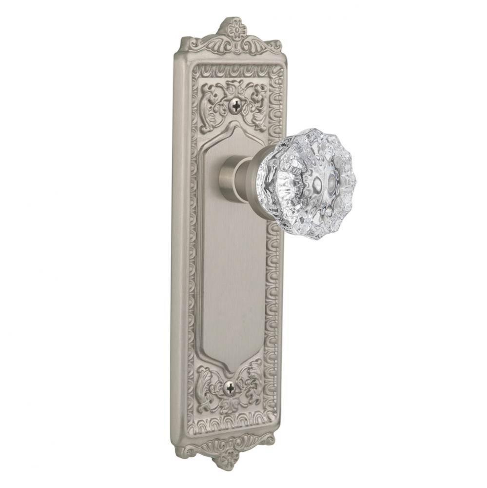 Nostalgic Warehouse Egg & Dart Plate with Keyhole Privacy Crystal Glass Door Knob in Satin Nic