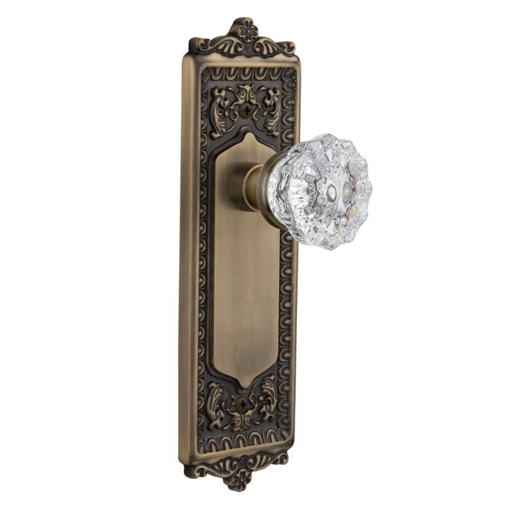 Nostalgic Warehouse Egg & Dart Plate Passage Crystal Glass Door Knob in Antique Brass