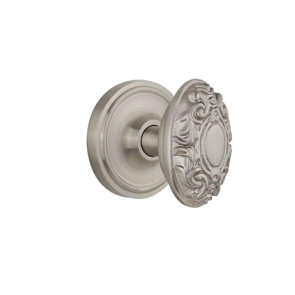 Nostalgic Warehouse Classic Rosette Interior Mortise Victorian Door Knob in Satin Nickel