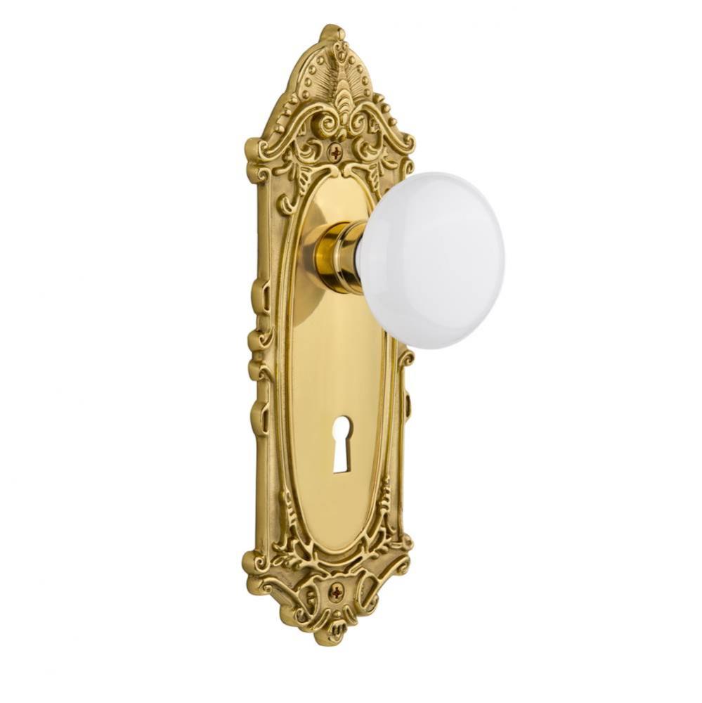 Nostalgic Warehouse Victorian Plate with Keyhole Single Dummy White Porcelain Door Knob in Polishe