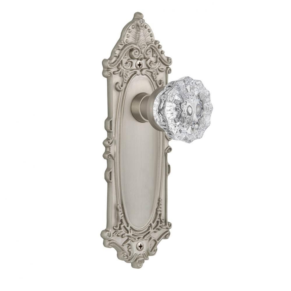 Nostalgic Warehouse Victorian Plate Passage Crystal Glass Door Knob in Satin Nickel