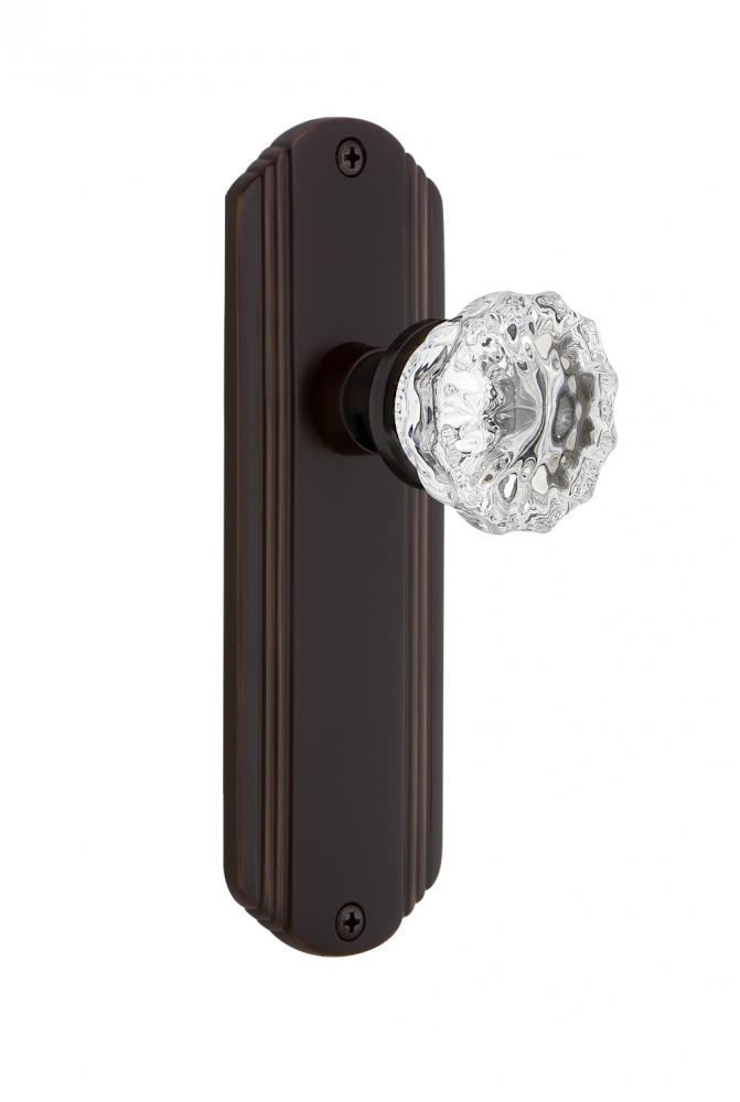 Nostalgic Warehouse Deco Plate Privacy Crystal Glass Door Knob in Timeless Bronze