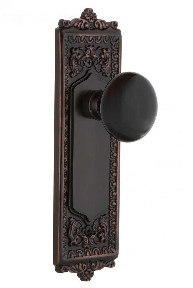 Nostalgic Warehouse Egg & Dart Plate Privacy Black Porcelain Door Knob in Timeless Bronze