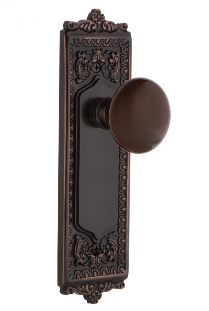 Nostalgic Warehouse Egg & Dart Plate Privacy Brown Porcelain Door Knob in Timeless Bronze