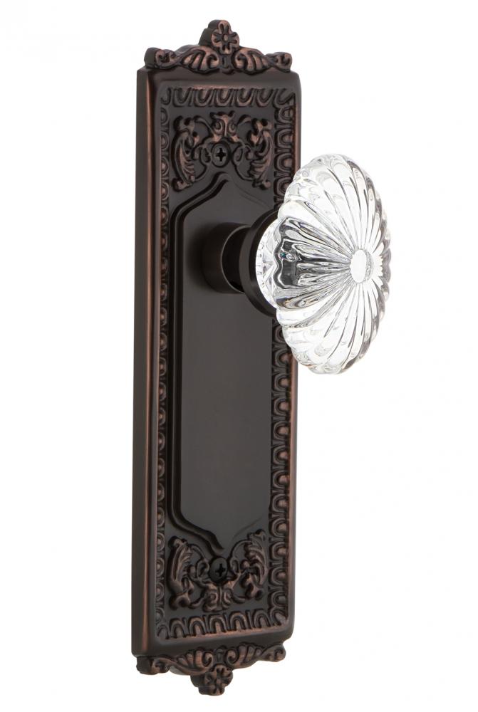 Nostalgic Warehouse Egg & Dart Plate Privacy Oval Fluted Crystal Glass Door Knob in Timeless B