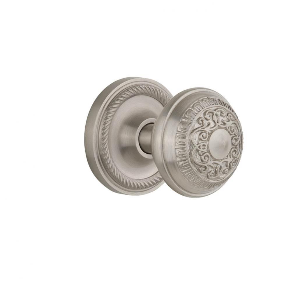Nostalgic Warehouse Rope Rosette Interior Mortise Egg & Dart Door Knob in Satin Nickel
