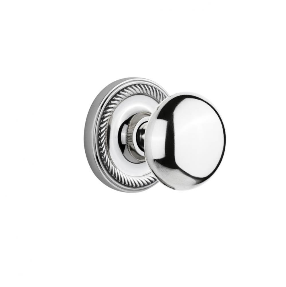 Nostalgic Warehouse Rope Rosette Privacy New York Door Knob in Bright Chrome