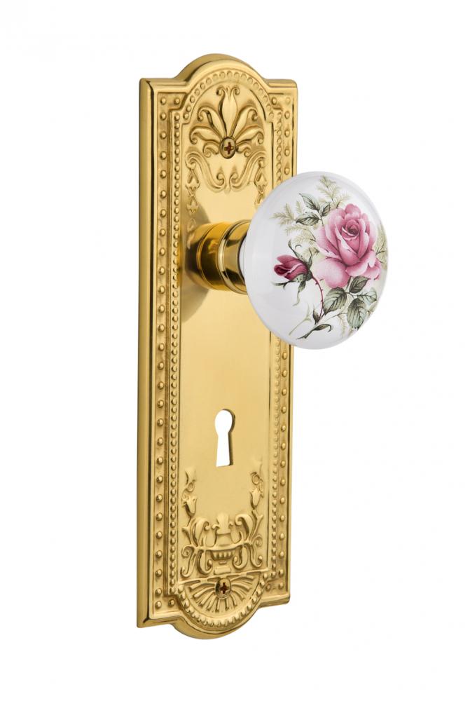 Nostalgic Warehouse Meadows Plate with Keyhole Single Dummy White Rose Porcelain Door Knob in Unla