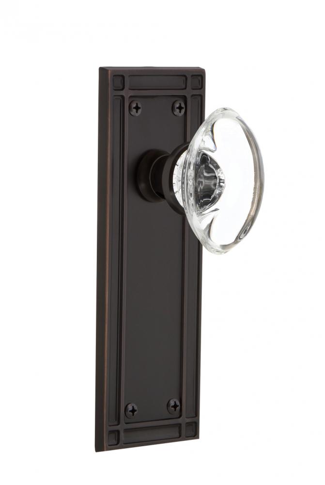 Nostalgic Warehouse Mission Plate Privacy Oval Clear Crystal Glass Door Knob in Timeless Bronze