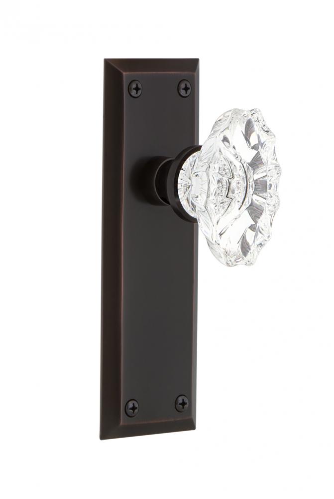 Nostalgic Warehouse New York Plate Privacy Chateau Door Knob in Timeless Bronze