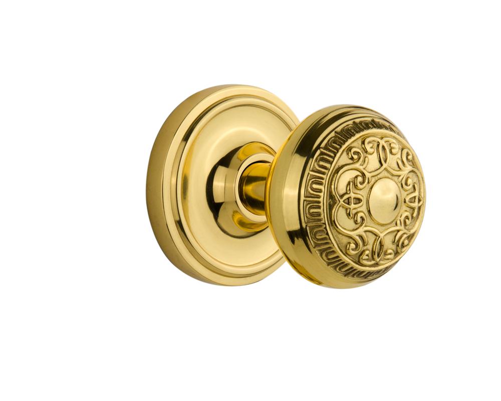 Nostalgic Warehouse Classic Rosette Double Dummy Egg & Dart Door Knob in Unlacquered Brass