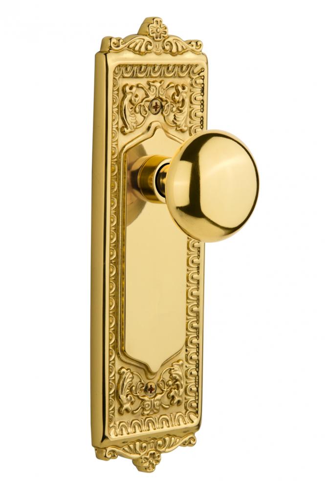 Nostalgic Warehouse Egg & Dart Plate Double Dummy New York Door Knob in Unlacquered Brass