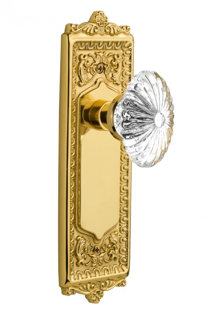 Nostalgic Warehouse Egg & Dart Plate Double Dummy Oval Fluted Crystal Glass Door Knob in Unlac