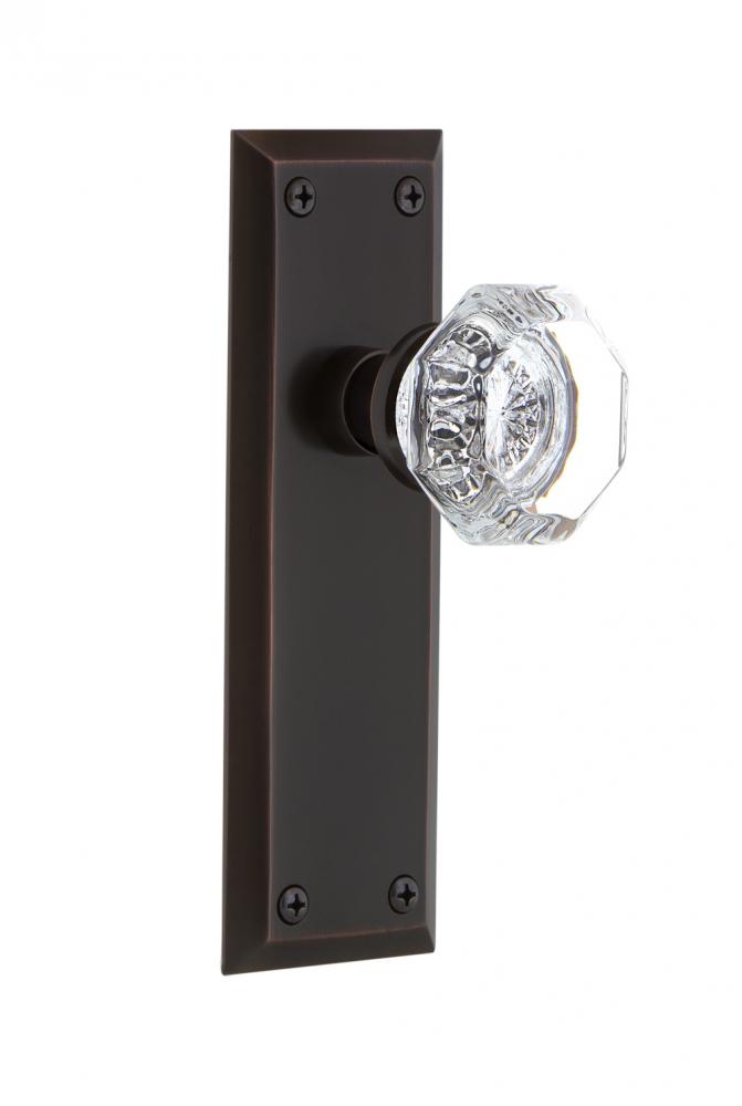 Nostalgic Warehouse New York Plate Privacy Waldorf Door Knob in Timeless Bronze
