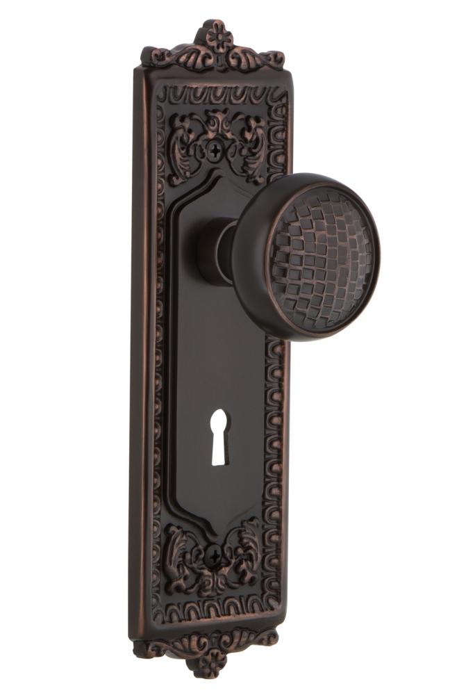 Nostalgic Warehouse Egg & Dart Plate with Keyhole Privacy Craftsman Door Knob in Timeless Bron