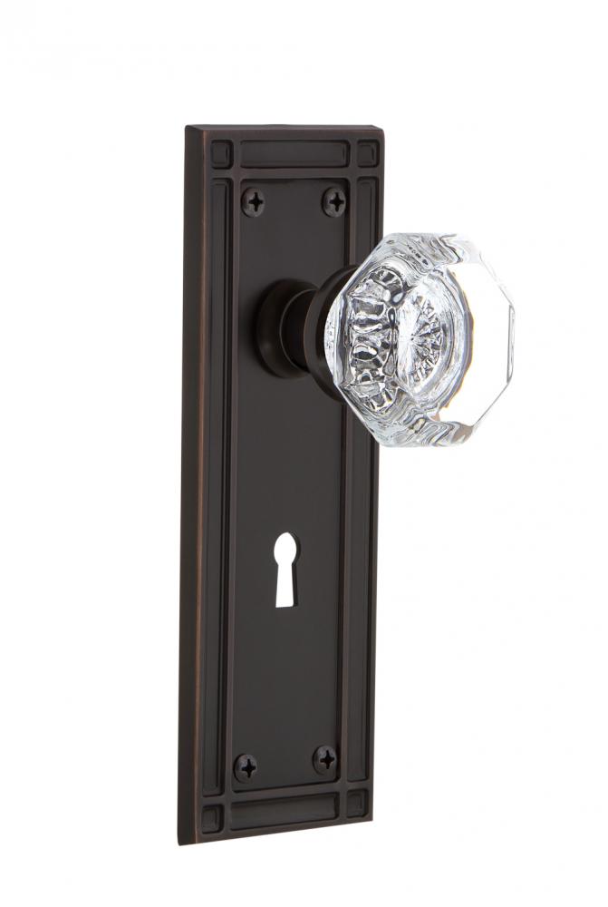 Nostalgic Warehouse Mission Plate with Keyhole Privacy Waldorf Door Knob in Timeless Bronze