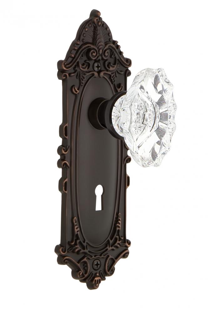 Nostalgic Warehouse Victorian Plate with Keyhole Privacy Chateau Door Knob in Timeless Bronze