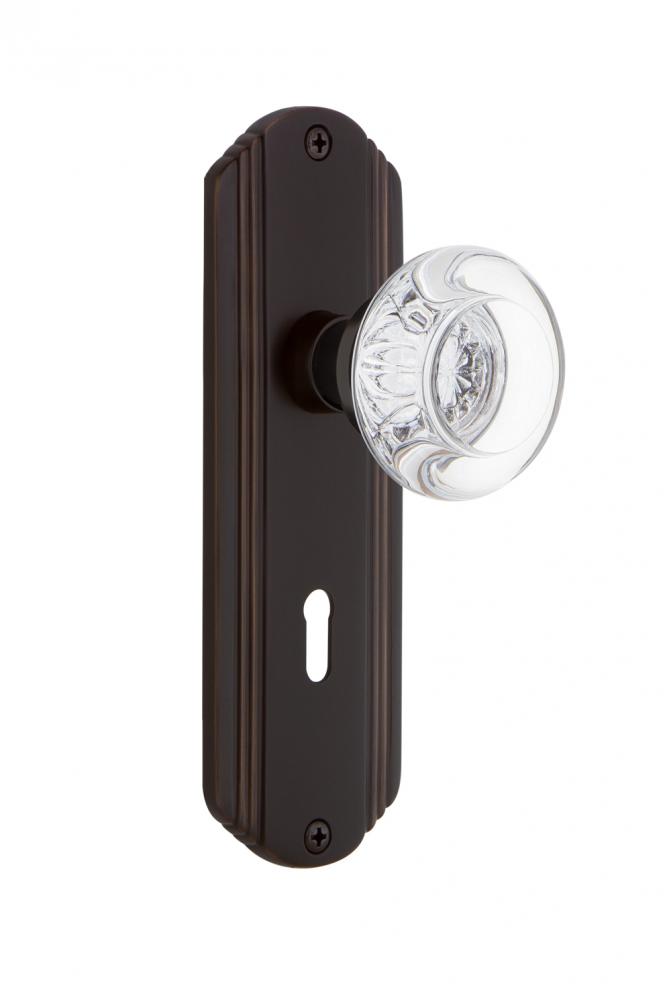 Nostalgic Warehouse Deco Plate Interior Mortise Round Clear Crystal Glass Door Knob in Timeless Br