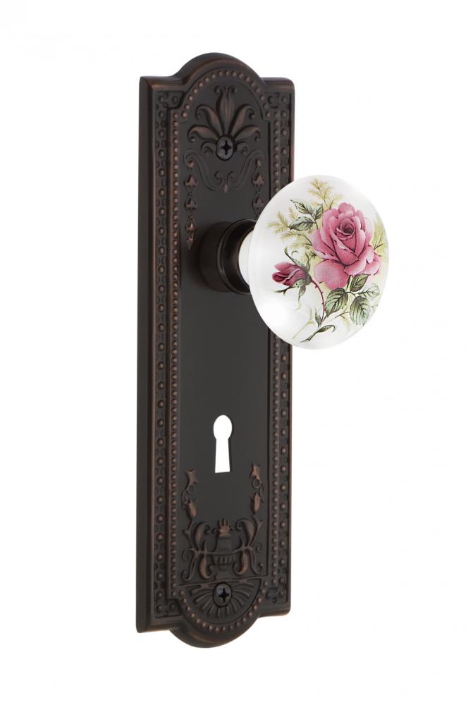 Nostalgic Warehouse Meadows Plate Interior Mortise White Rose Porcelain Door Knob in Timeless Bron