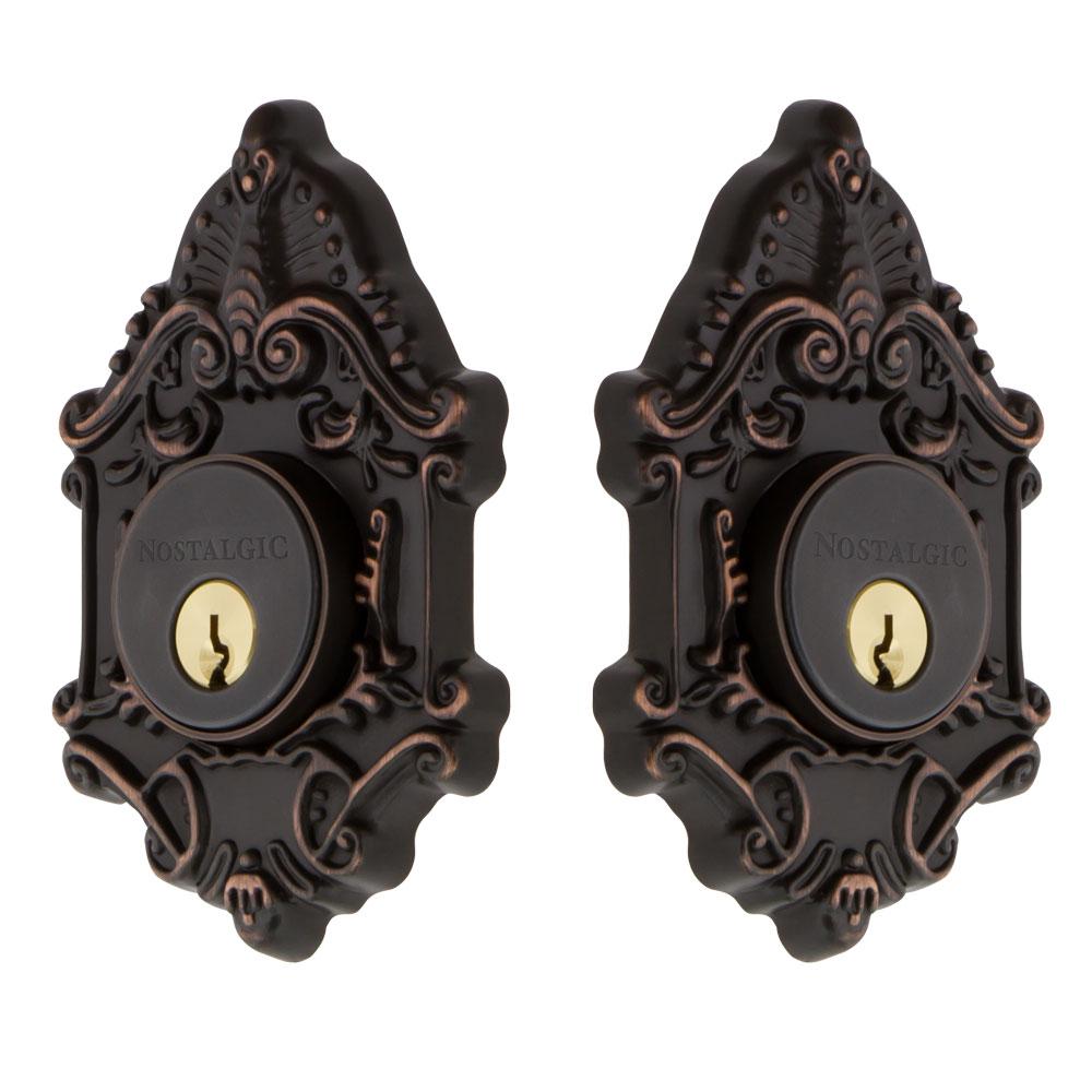 Nostalgic Warehouse Victorian Plate Double Cylinder Deadbolt in Timeless Bronze