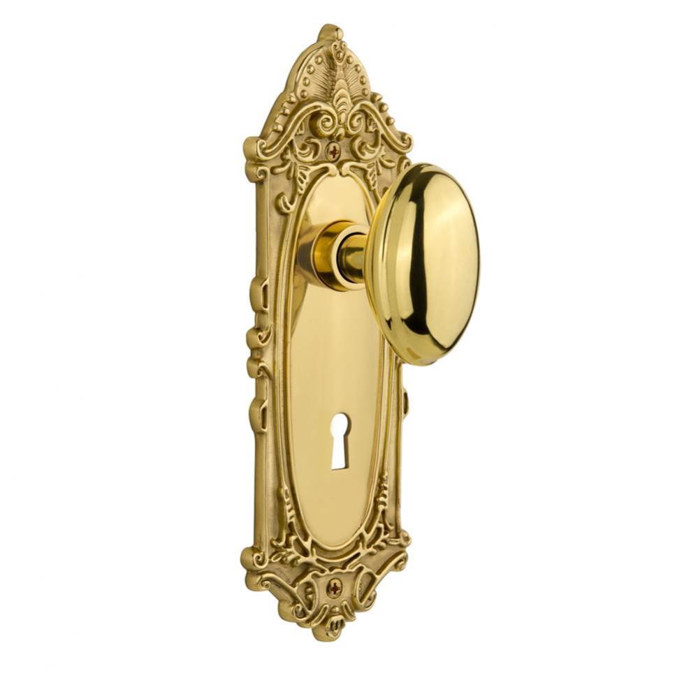 Nostalgic Warehouse Victorian Plate with Keyhole Double Dummy Homestead Door Knob in Polished Bras