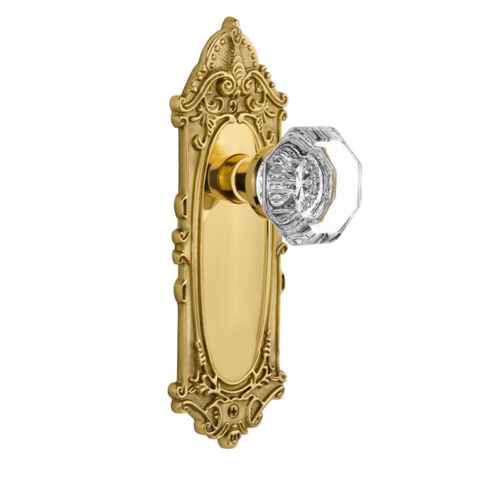 Nostalgic Warehouse Victorian Plate Privacy Waldorf Door Knob in Polished Brass