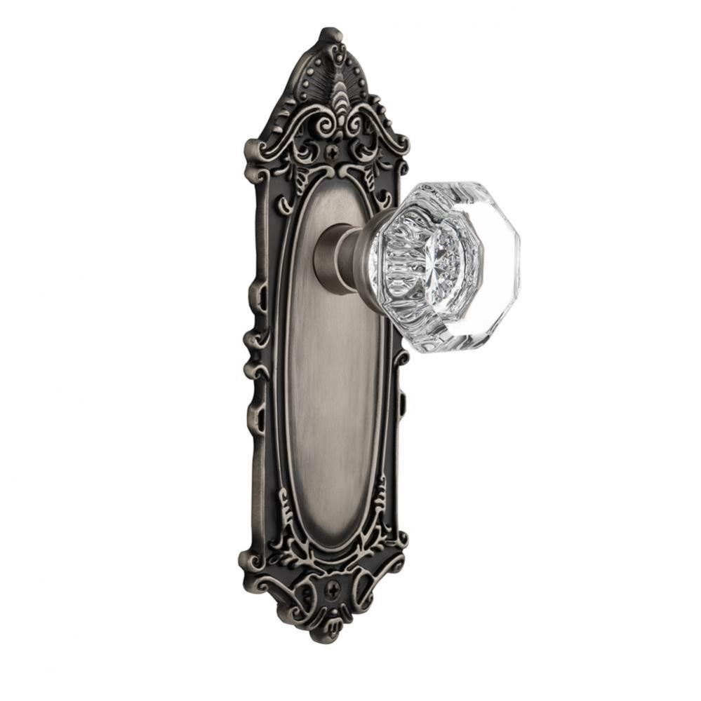 Nostalgic Warehouse Victorian Plate Privacy Waldorf Door Knob in Antique Pewter