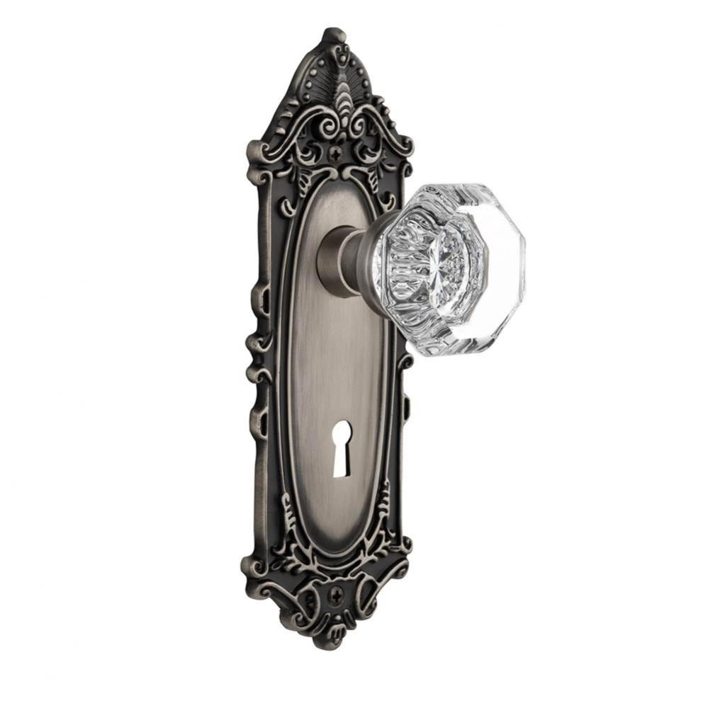 Nostalgic Warehouse Victorian Plate with Keyhole Privacy Waldorf Door Knob in Antique Pewter